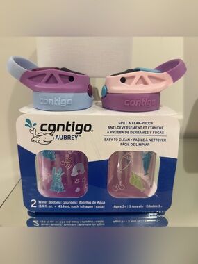 NWT Contigo Kids Aubrey Leak-Proof Water Bottles 2 x 14 ounce
